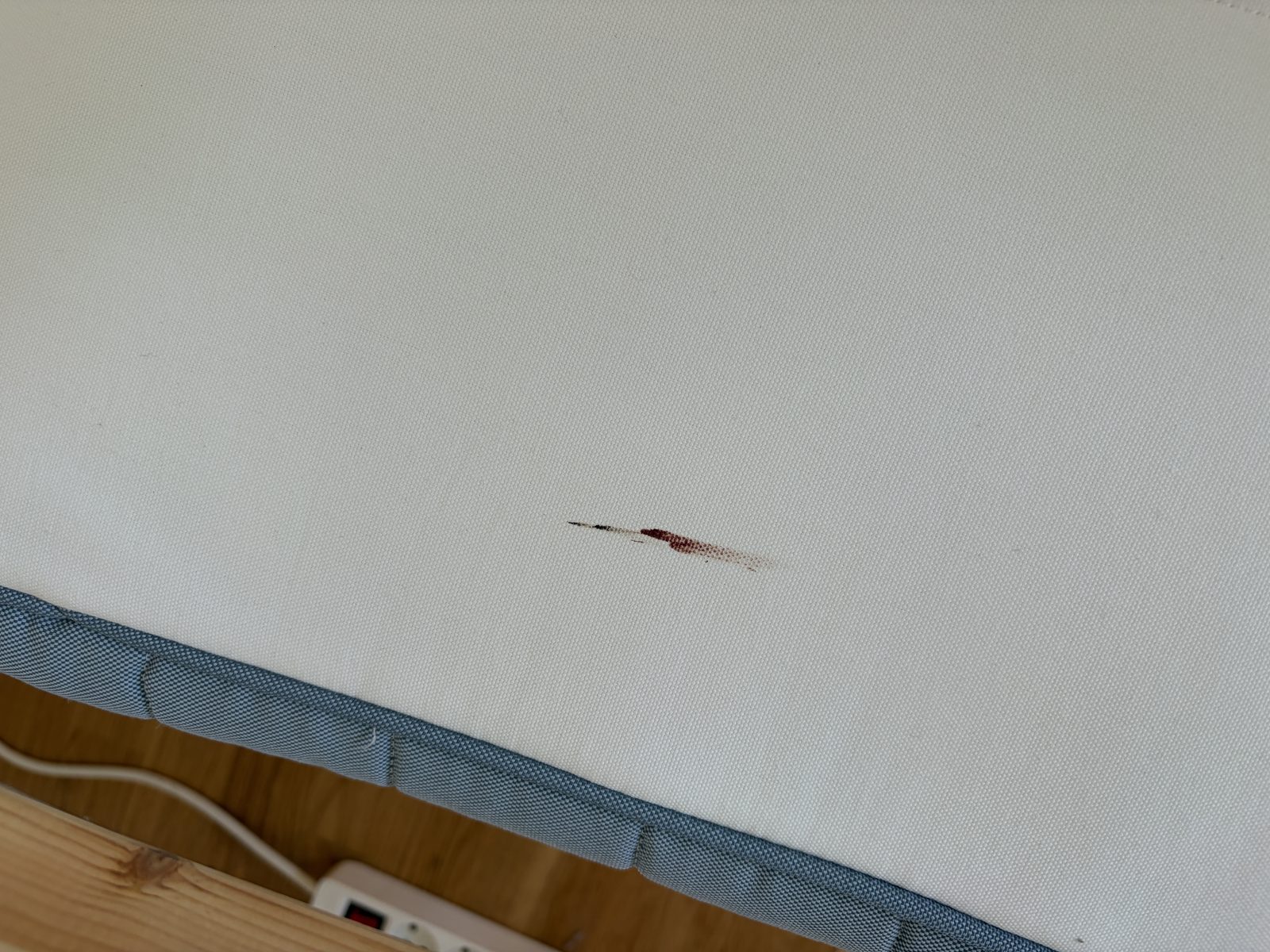 Traces de sang de punaises de lit écrasées sur un matelas, appartement à Bussy-Saint-Georges, intervention Nettox